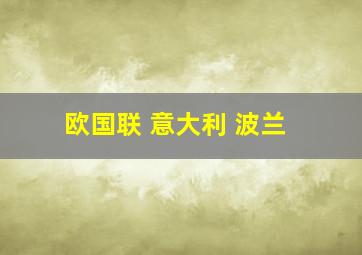 欧国联 意大利 波兰